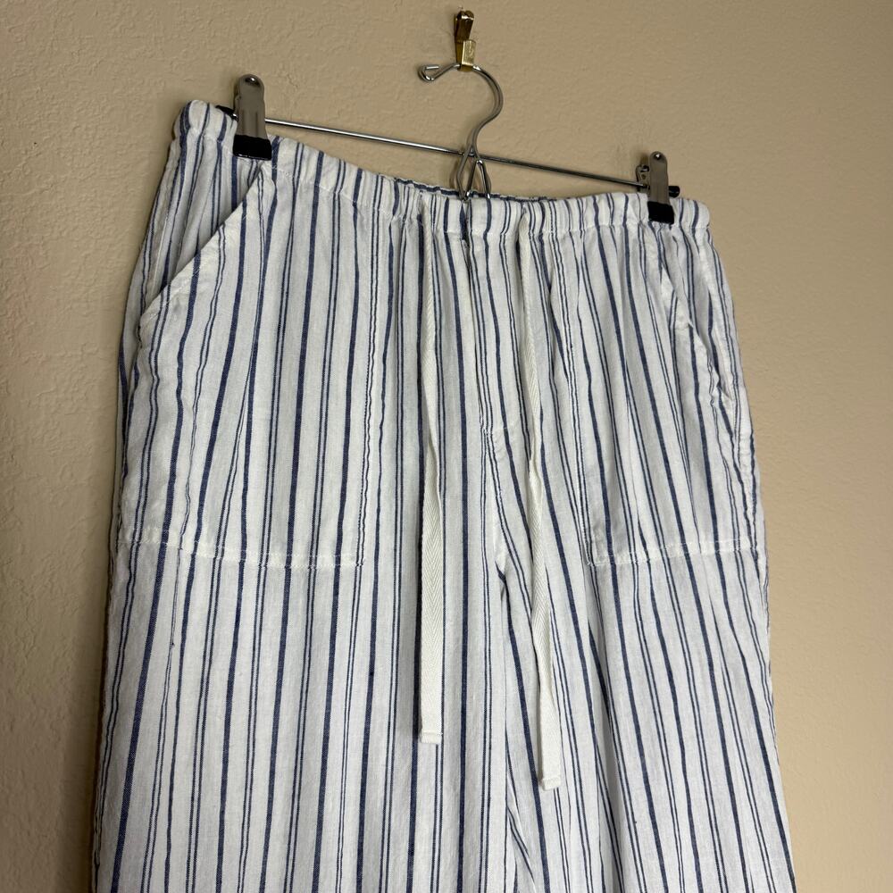 Joie Striped Linen Cotton Drawstring Pants Blue White Coastal Small - Picture 7 of 11